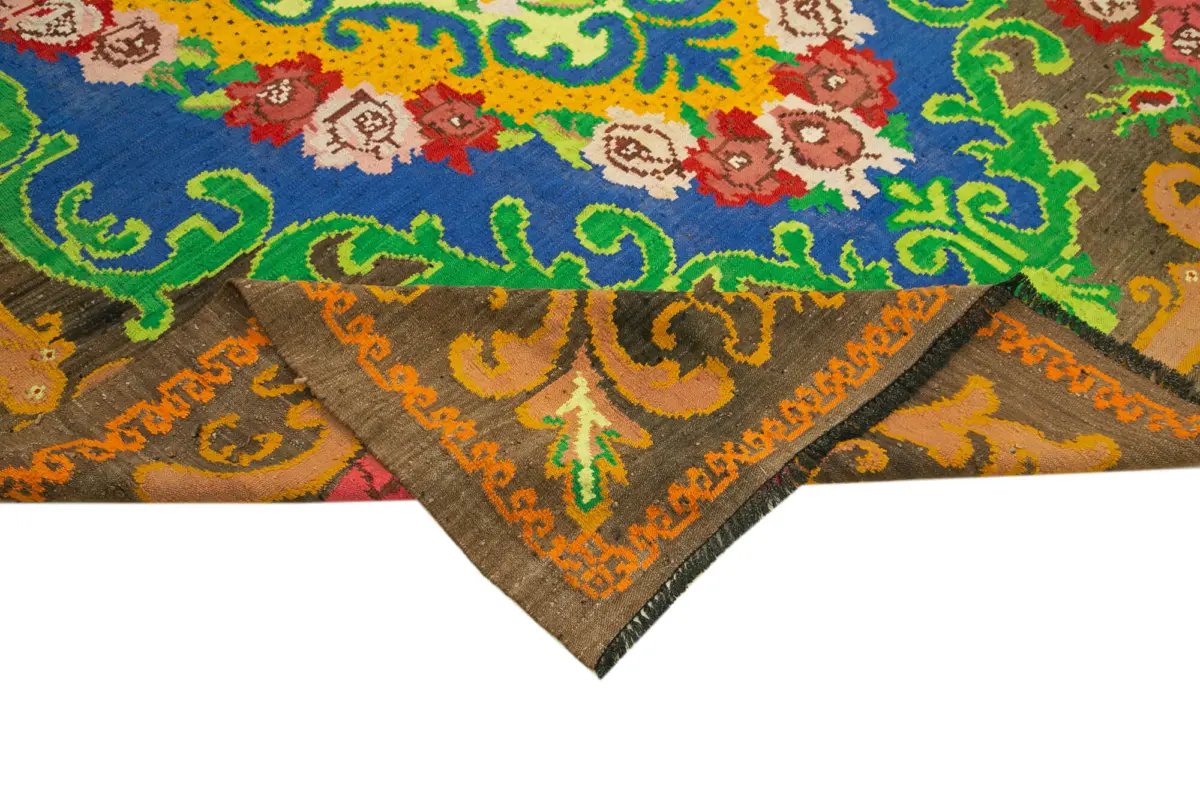 Moldovian Klasik Göbekli Kahverengi Pamuk Üzerine Yün El Dokuma Kilim-210x313 - Görsel 6