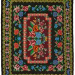 Moldovian Klasik Göbekli Siyah Pamuk Üzerine Yün El Dokuma Kilim-216x274