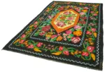 Moldovian Klasik Göbekli Siyah Pamuk Üzerine Yün El Dokuma Kilim-192x310 - Görsel 3