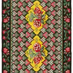 Moldovian Klasik Göbekli Siyah Pamuk Üzerine Yün El Dokuma Kilim-208x282