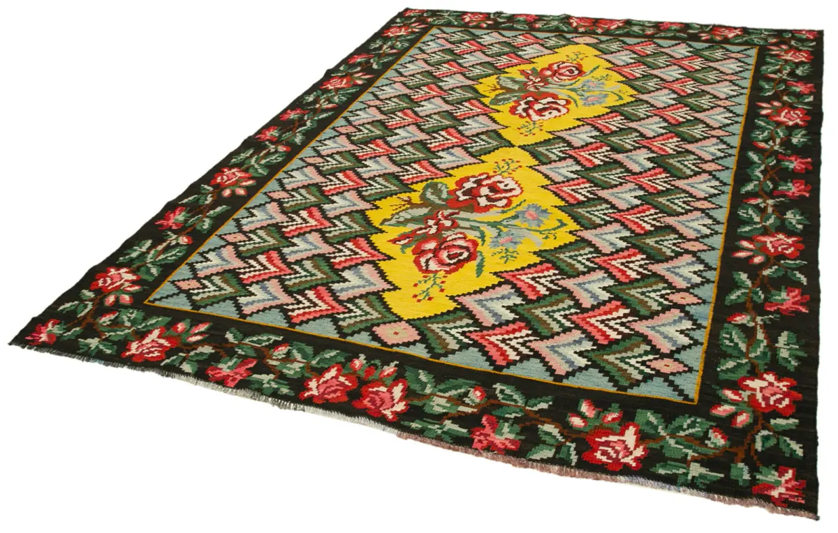 Moldovian Klasik Göbekli Siyah Pamuk Üzerine Yün El Dokuma Kilim-208x282 - Görsel 3