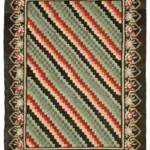 Moldovian Klasik Göbekli Kahverengi Pamuk Üzerine Yün El Dokuma Kilim-163x216