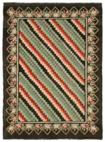 Moldovian Klasik Göbekli Kahverengi Pamuk Üzerine Yün El Dokuma Kilim-163x216