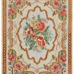 Moldovian Klasik Göbekli Bej Pamuk Üzerine Yün El Dokuma Kilim-158x228