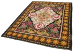 Moldovian Klasik Göbekli Siyah Pamuk Üzerine Yün El Dokuma Kilim-163x220 - Görsel 3