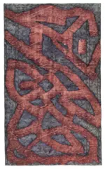 Oyma Mor Pamuk Üzerine Yün El Dokuma Kilim-157x264