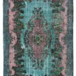 Oyma Mavi Pamuk Üzerine Yün El Dokuma Kilim-170x272