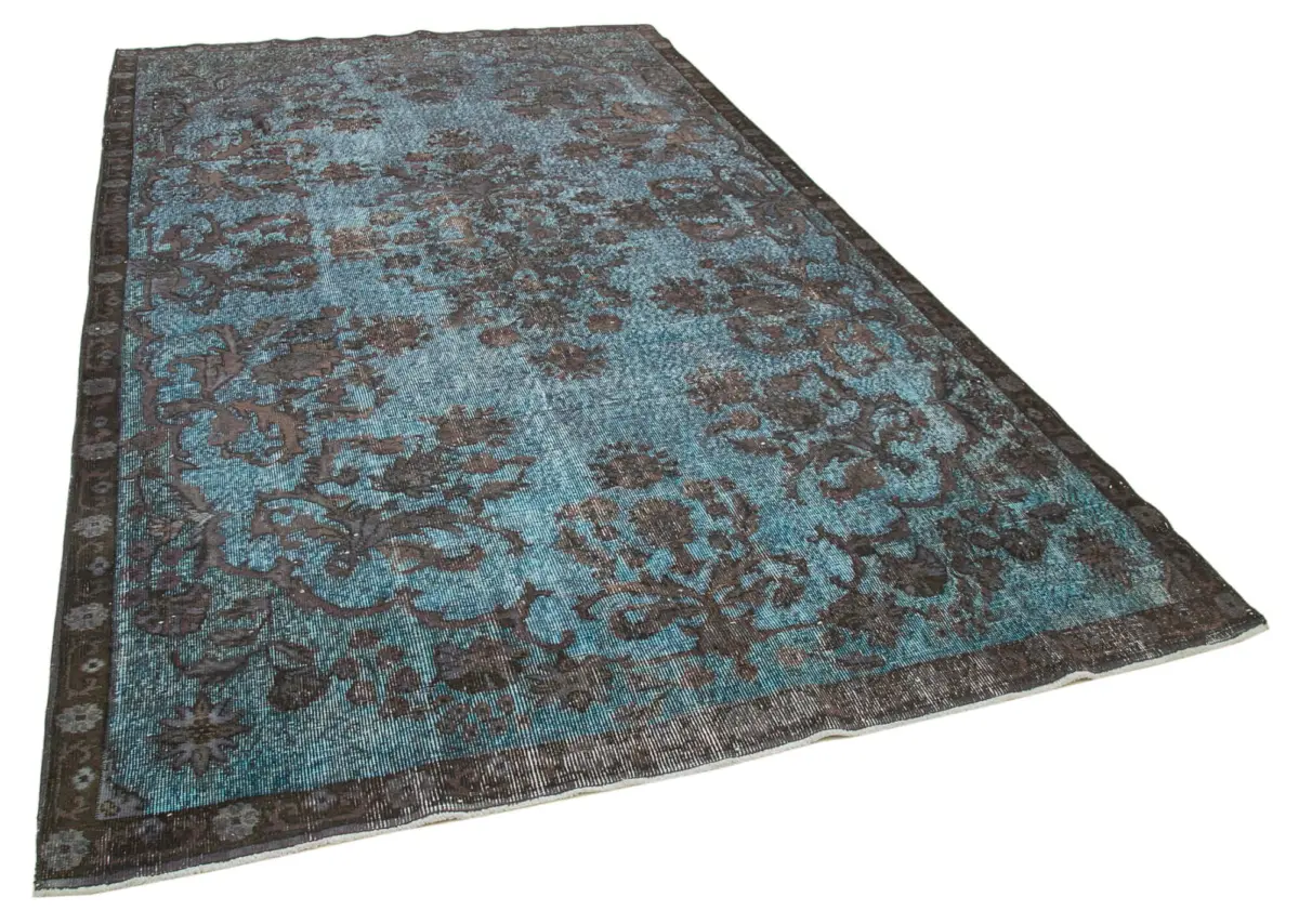 Oyma Mavi Pamuk Üzerine Yün El Dokuma Kilim-195x328 - Görsel 2