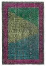Oyma Fuşya Pamuk Üzerine Yün El Dokuma Kilim-205x303