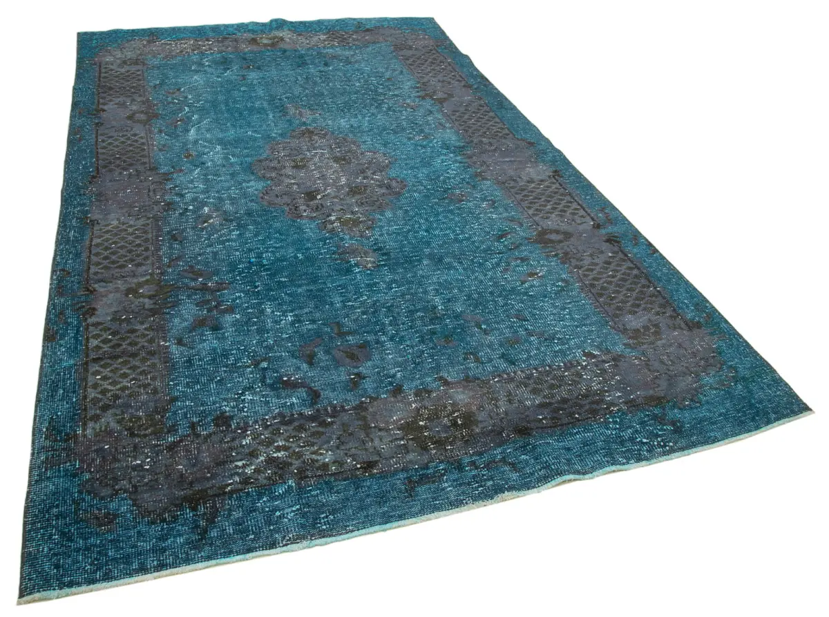 Oyma Mavi Pamuk Üzerine Yün El Dokuma Kilim-183x300 - Görsel 2