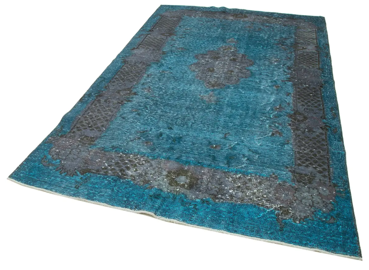 Oyma Mavi Pamuk Üzerine Yün El Dokuma Kilim-183x300 - Görsel 3