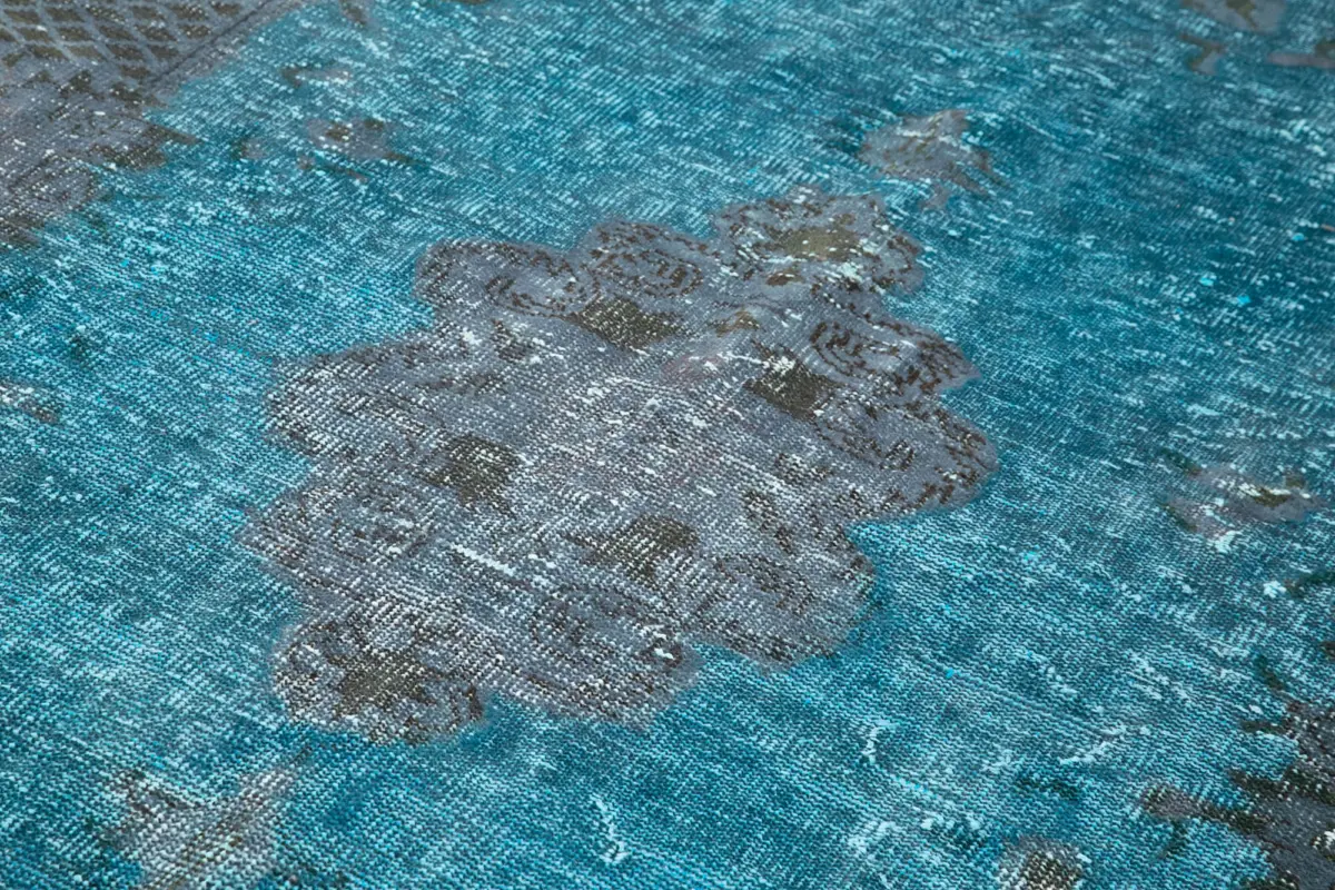 Oyma Mavi Pamuk Üzerine Yün El Dokuma Kilim-183x300 - Görsel 5