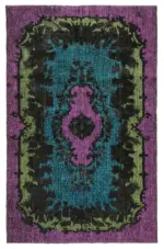 Oyma Mor Pamuk Üzerine Yün El Dokuma Kilim-188x295