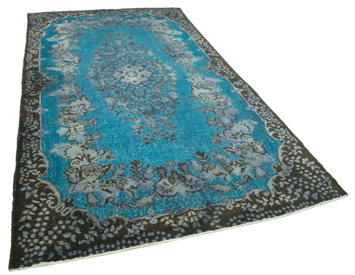 Oyma Mavi Pamuk Üzerine Yün El Dokuma Kilim-177x321 - Görsel 2