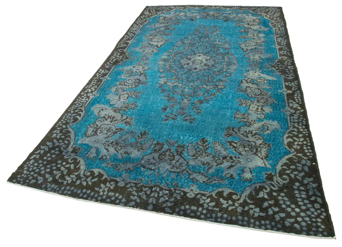 Oyma Mavi Pamuk Üzerine Yün El Dokuma Kilim-177x321 - Görsel 3