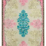 Oyma Pembe Pamuk Üzerine Yün El Dokuma Kilim-190x290