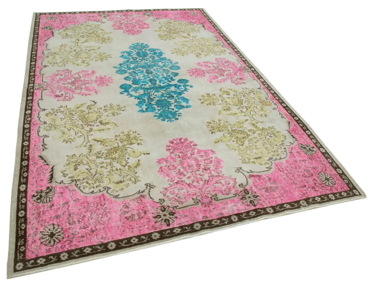 Oyma Pembe Pamuk Üzerine Yün El Dokuma Kilim-190x290 - Görsel 2