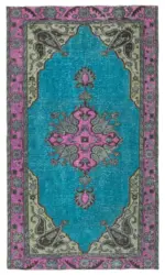 Oyma Fuşya Pamuk Üzerine Yün El Dokuma Kilim-152x265