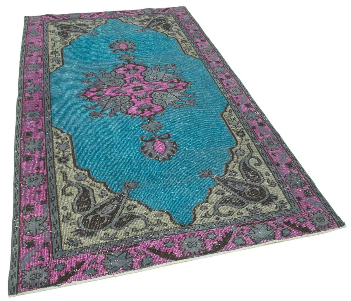 Oyma Fuşya Pamuk Üzerine Yün El Dokuma Kilim-152x265 - Görsel 2