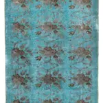 Oyma Turkuaz Pamuk Üzerine Yün El Dokuma Kilim-166x264