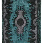 Oyma Siyah Pamuk Üzerine Yün El Dokuma Kilim-175x292