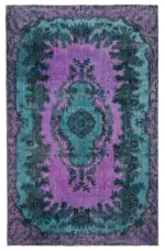 Oyma Mavi Pamuk Üzerine Yün El Dokuma Kilim-174x275