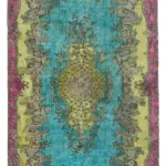 Oyma Turkuaz Pamuk Üzerine Yün El Dokuma Kilim-158x273