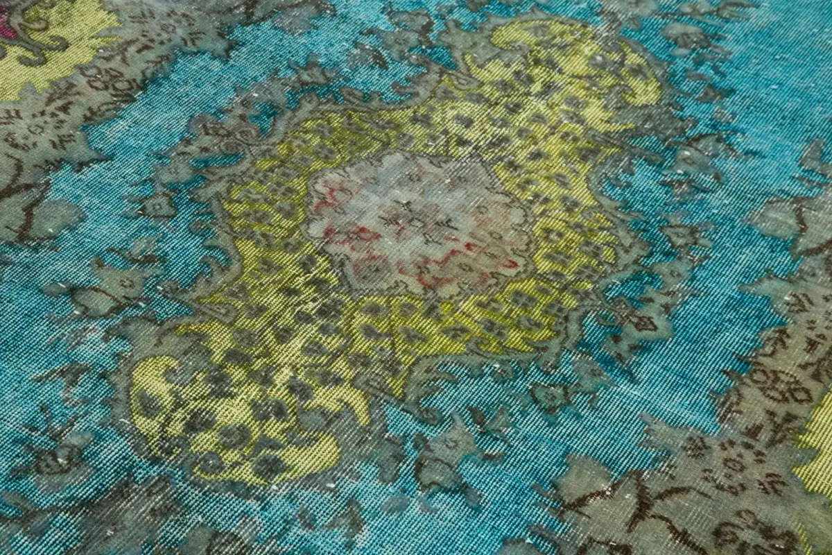 Oyma Turkuaz Pamuk Üzerine Yün El Dokuma Kilim-158x273 - Görsel 5