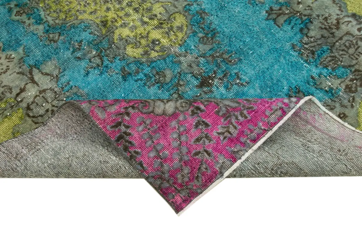 Oyma Turkuaz Pamuk Üzerine Yün El Dokuma Kilim-158x273 - Görsel 6