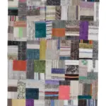 Chaput Patchwork Multi Renk Pamuk Üzerine Yün El Dokuma Kilim-169x241