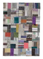 Chaput Patchwork Multi Renk Pamuk Üzerine Yün El Dokuma Kilim-169x241