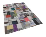 Chaput Patchwork Multi Renk Pamuk Üzerine Yün El Dokuma Kilim-169x241 - Görsel 3