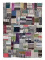 Chaput Patchwork Multi Renk Pamuk Üzerine Yün El Dokuma Kilim-170x241