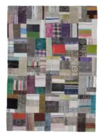 Chaput Patchwork Multi Renk Pamuk Üzerine Yün El Dokuma Kilim-169x239