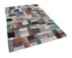 Chaput Patchwork Multi Renk Pamuk Üzerine Yün El Dokuma Kilim-169x239 - Görsel 3