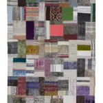 Chaput Patchwork Multi Renk Pamuk Üzerine Yün El Dokuma Kilim-170x241