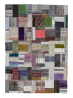 Chaput Patchwork Multi Renk Pamuk Üzerine Yün El Dokuma Kilim-170x241