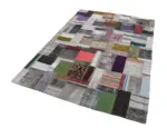 Chaput Patchwork Multi Renk Pamuk Üzerine Yün El Dokuma Kilim-170x241 - Görsel 2