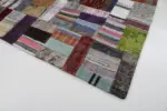 Chaput Patchwork Multi Renk Pamuk Üzerine Yün El Dokuma Kilim-170x240 - Görsel 4