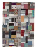 Chaput Patchwork Multi Renk Pamuk Üzerine Yün El Dokuma Kilim-171x240