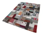 Chaput Patchwork Multi Renk Pamuk Üzerine Yün El Dokuma Kilim-171x240 - Görsel 2