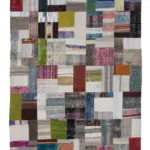 Chaput Patchwork Multi Renk Pamuk Üzerine Yün El Dokuma Kilim-175x240