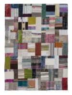 Chaput Patchwork Multi Renk Pamuk Üzerine Yün El Dokuma Kilim-175x240