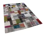 Chaput Patchwork Multi Renk Pamuk Üzerine Yün El Dokuma Kilim-175x240 - Görsel 3