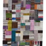 Chaput Patchwork Multi Renk Pamuk Üzerine Yün El Dokuma Kilim-171x241