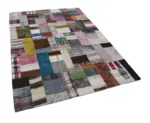 Chaput Patchwork Multi Renk Pamuk Üzerine Yün El Dokuma Kilim-171x241 - Görsel 3