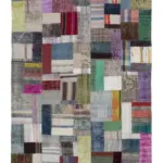 Chaput Patchwork Multi Renk Pamuk Üzerine Yün El Dokuma Kilim-169x240