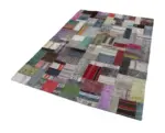 Chaput Patchwork Multi Renk Pamuk Üzerine Yün El Dokuma Kilim-169x240 - Görsel 2