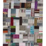 Chaput Patchwork Multi Renk Pamuk Üzerine Yün El Dokuma Kilim-170x239