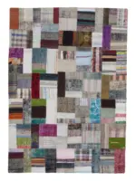 Chaput Patchwork Multi Renk Pamuk Üzerine Yün El Dokuma Kilim-170x239